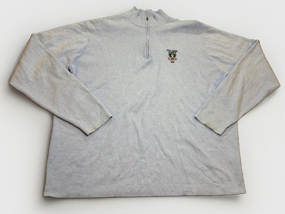 Peter Millar Crown Sport 1/4 Zip Pullover Light Blue Royal Troon Golf Club XXL